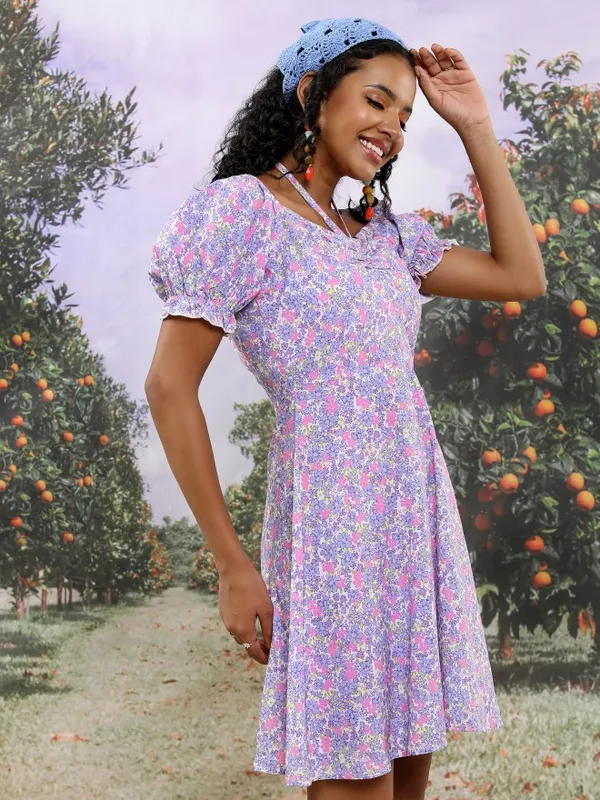 Printed Fit and Flare Dress