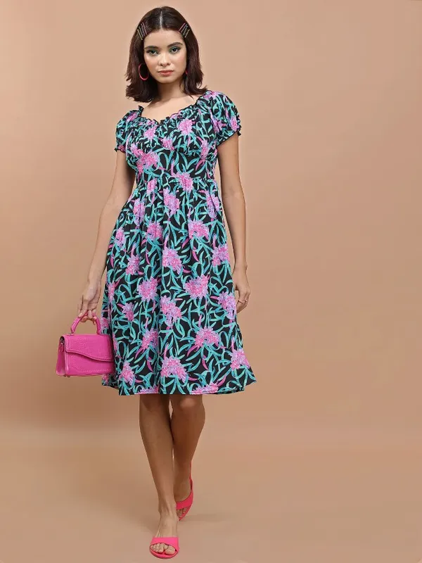 Printed Fit & Flare Dress