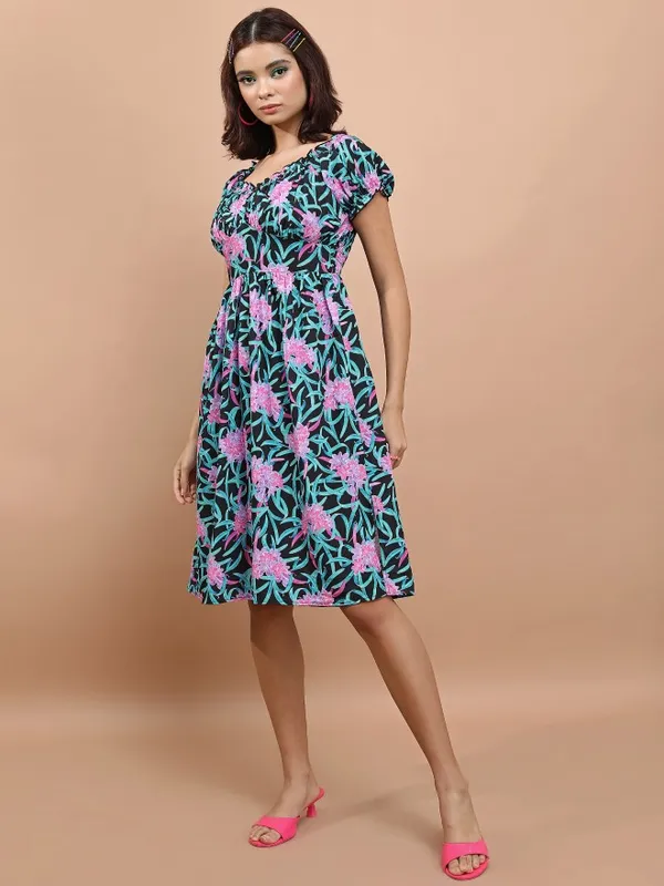 Printed Fit & Flare Dress