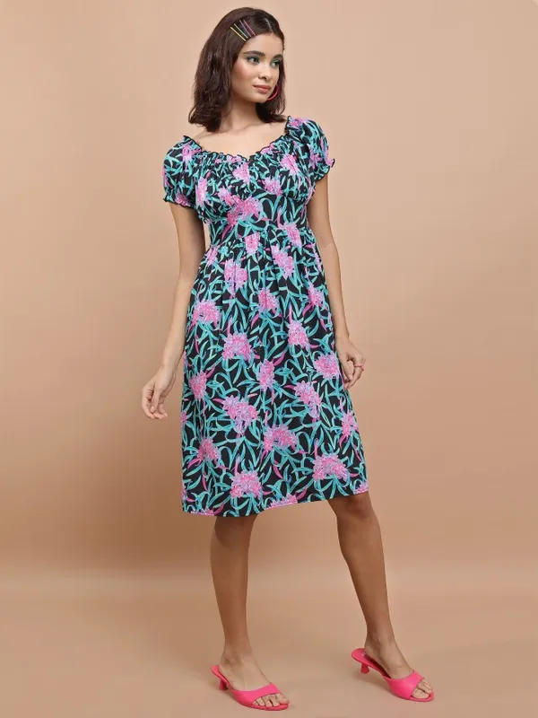 Printed Fit & Flare Dress