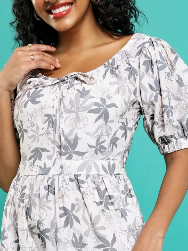  Tokyo Talkies Women Off White Printed Fit And Flare Dresses