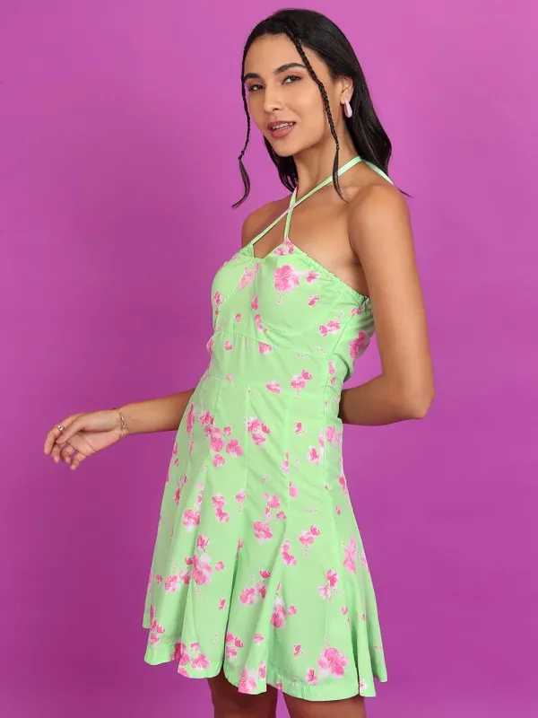  Tokyo Talkies Women Green Printed Fit And Flare Dresses