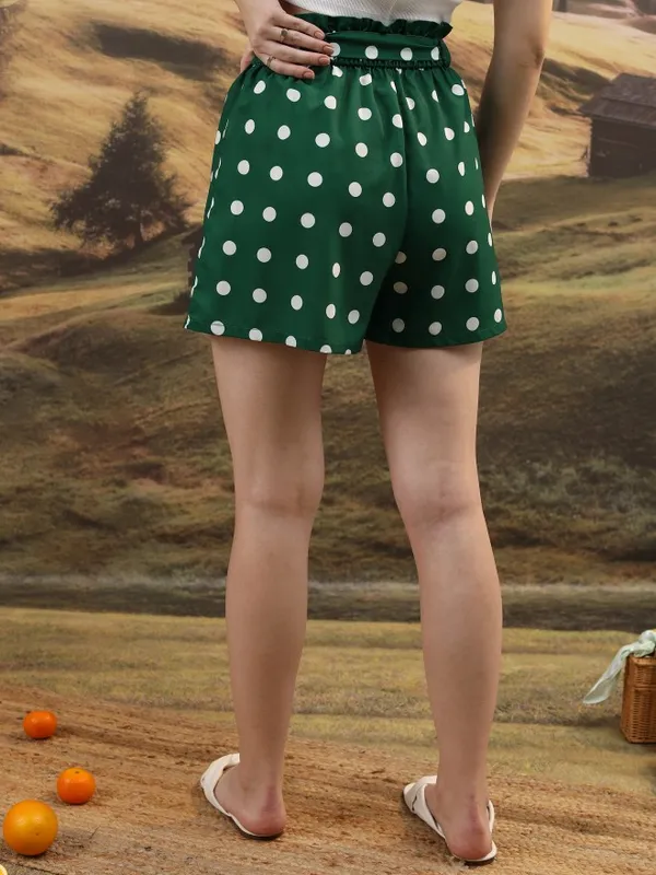  Tokyo Talkies Women Green Regular Fit Shorts