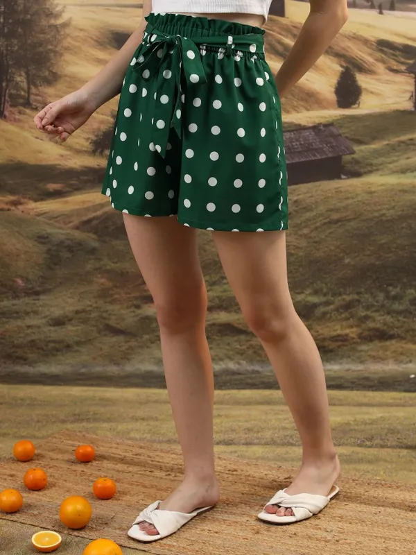  Tokyo Talkies Women Green Regular Fit Shorts