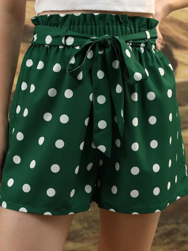  Tokyo Talkies Women Green Regular Fit Shorts