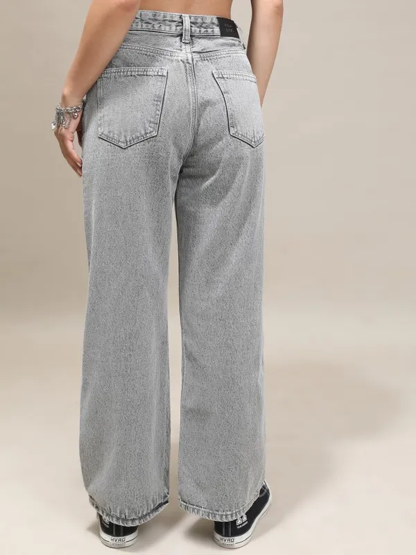  Tokyo Talkies Women Grey Wide Leg Clean Look Jeans