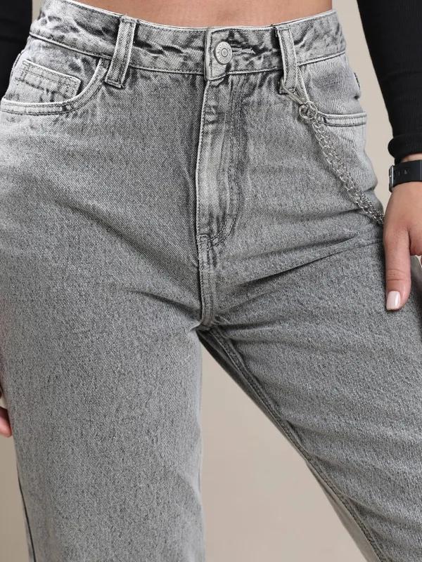  Tokyo Talkies Women Grey Mom Fit Clean Look Jeans