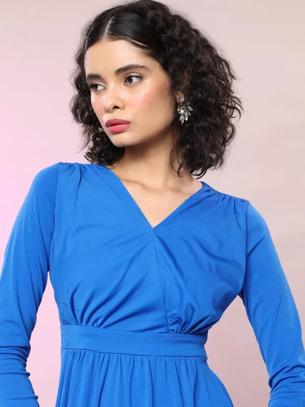 Tokyo Talkies Women Blue Solid Maxi Dress