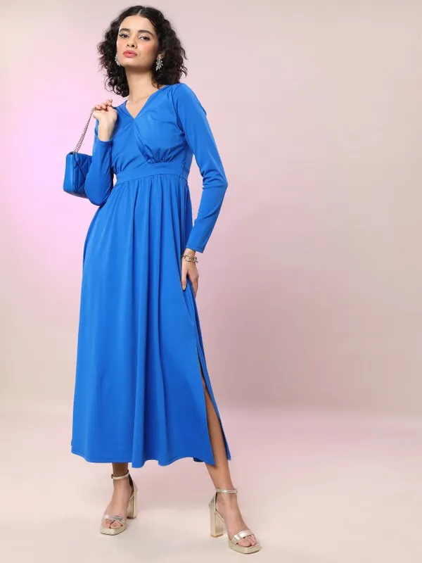  Tokyo Talkies Women Blue Printed Maxi Dresses