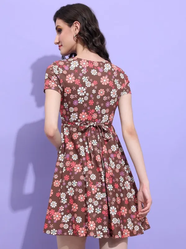  Tokyo Talkies Women Brown Printed Wrap Dresses