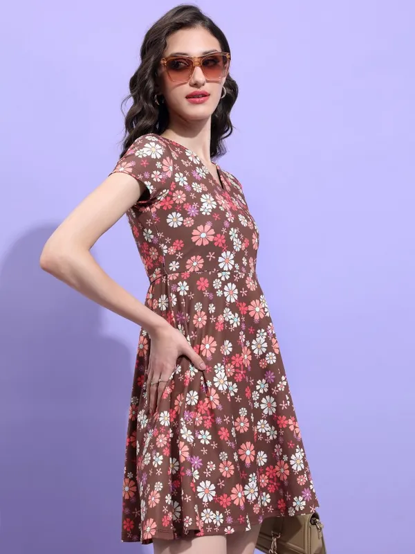  Tokyo Talkies Women Brown Printed Wrap Dresses