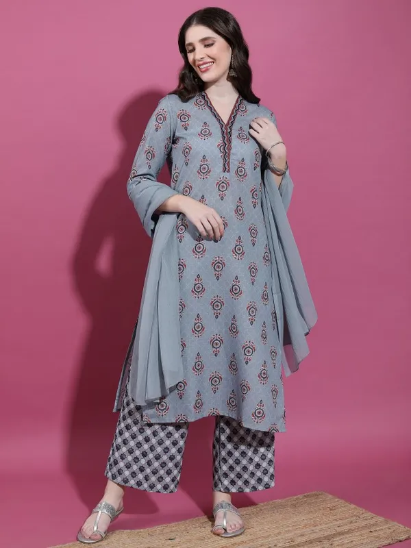  Ketch Women Grey Kurta Sets