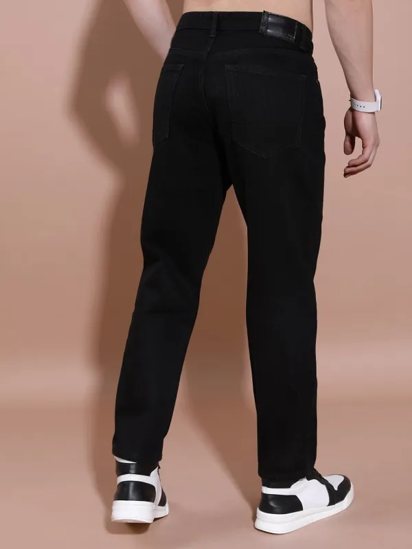  Highlander Men Black Straight Fit Clean Look Jeans
