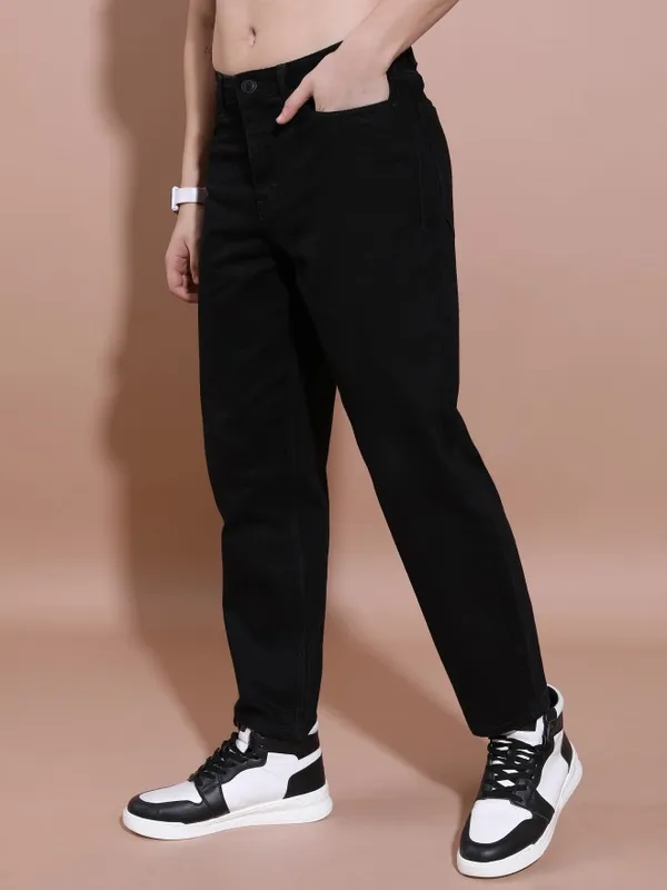  Highlander Men Black Straight Fit Clean Look Jeans