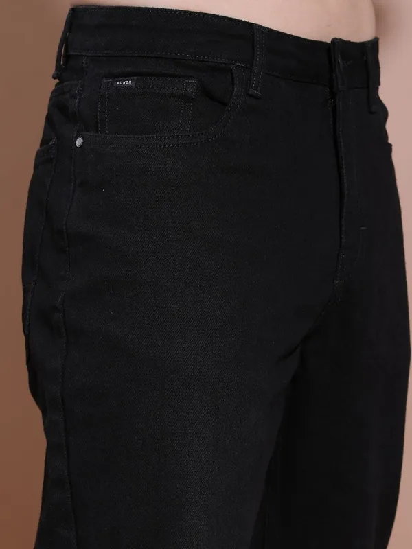  Highlander Men Black Straight Fit Clean Look Jeans