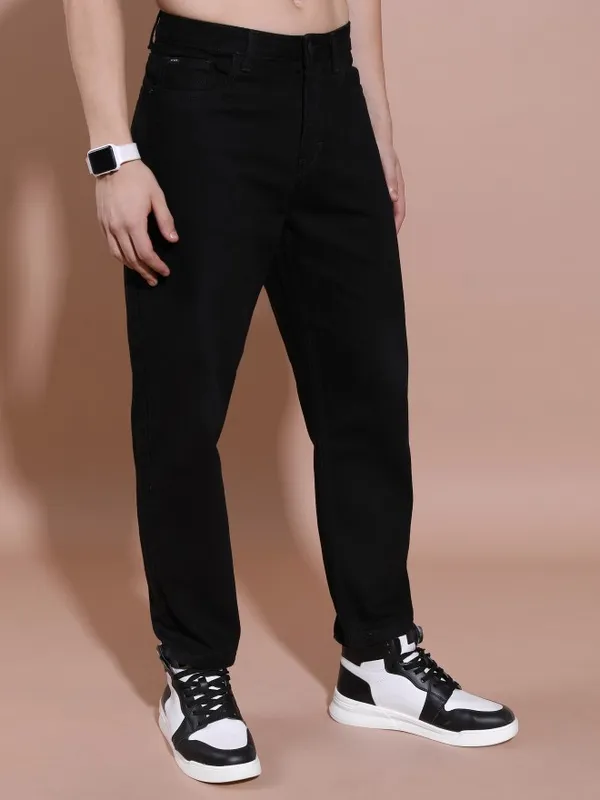  Highlander Men Black Straight Fit Clean Look Jeans