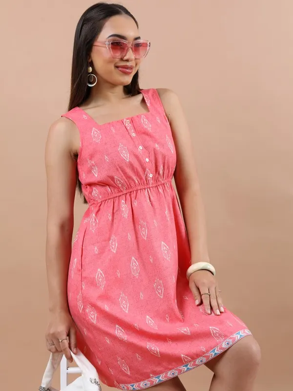  Ketch Women Red Printed A-Line Dresses