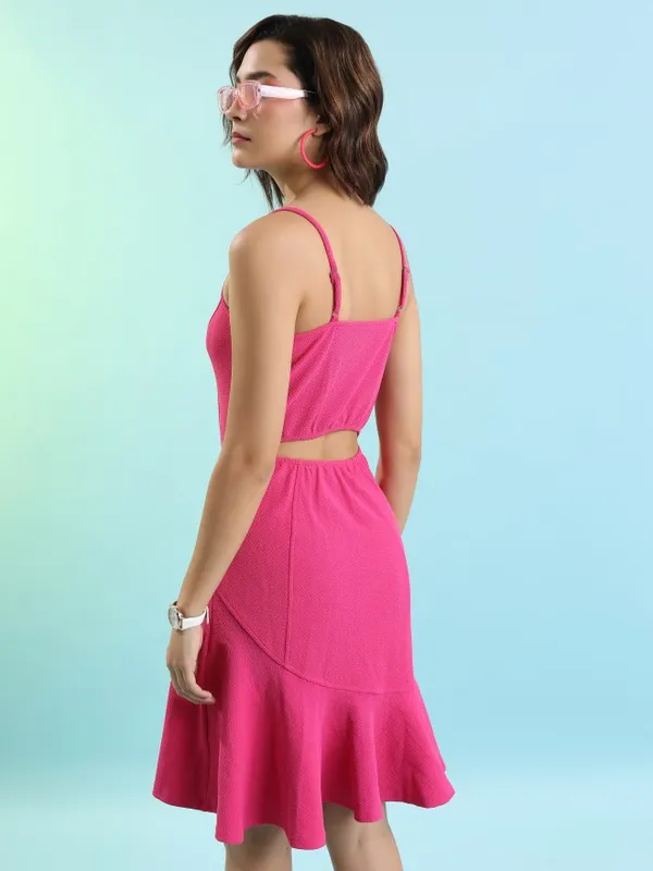  Tokyo Talkies Women Pink Solid A-Line Dresses