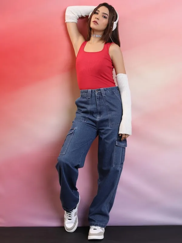  Tokyo Talkies Women Red Solid Tank Tops