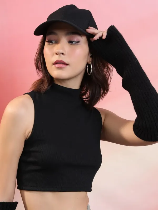  Tokyo Talkies Women Black Solid Tank Tops