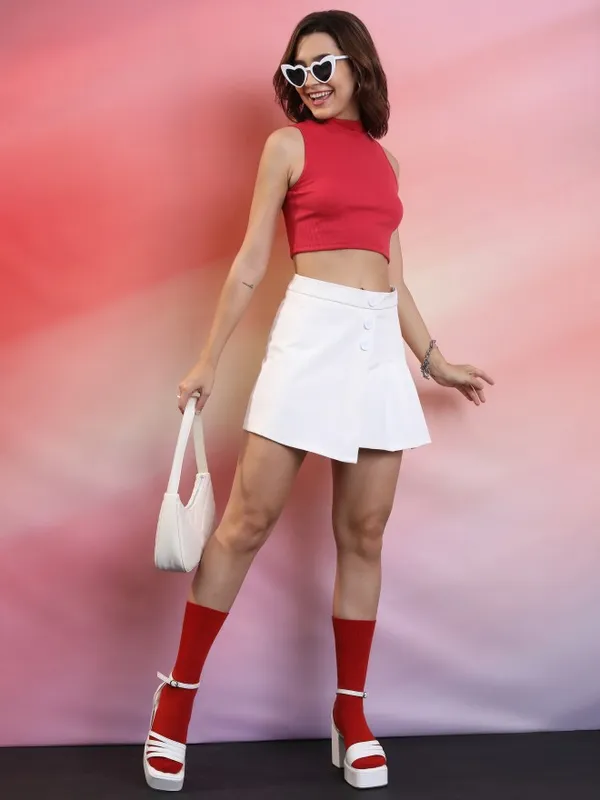  Tokyo Talkies Women Red Solid Tank Tops
