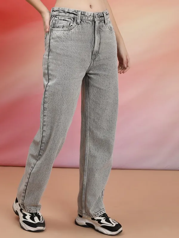  Tokyo Talkies Women Grey Relaxed Fit Clean Look Jeans