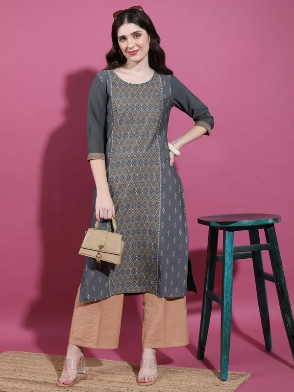  Vishudh Women Charcoal Printed Straight Kurtas