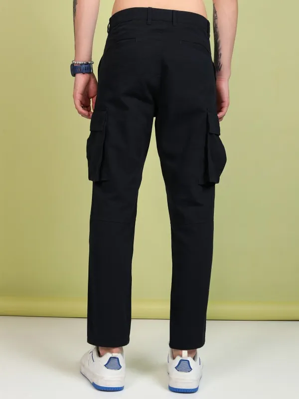 Highlander Men Navy Blue Regular Fit Solid Cargos