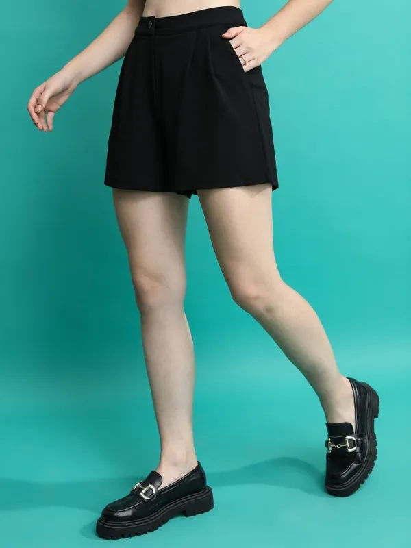  Tokyo Talkies Women Black Regular Fit Shorts