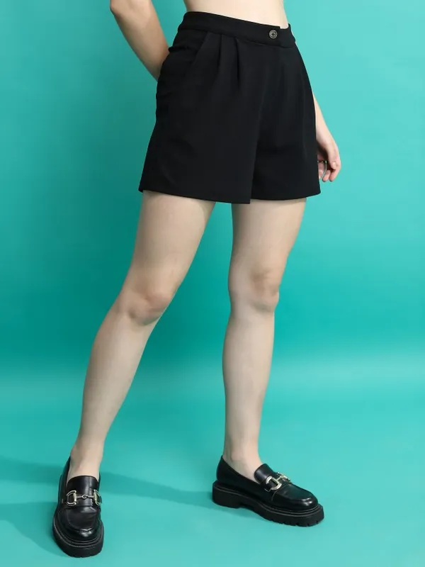  Tokyo Talkies Women Black Regular Fit Shorts