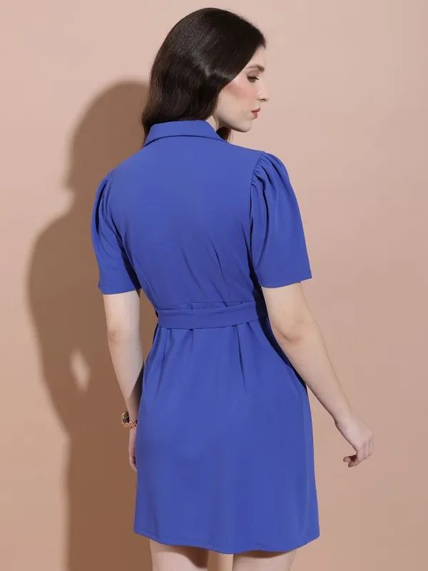  Tokyo Talkies Women Blue Solid Blazer Dresses Dresses
