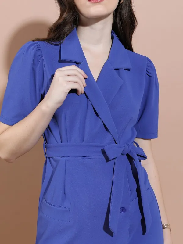  Tokyo Talkies Women Blue Solid Blazer Dresses Dresses