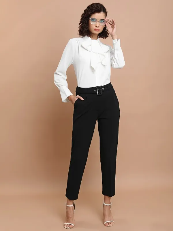  Ketch Women Black Solid Slim Fit Casual Trousers