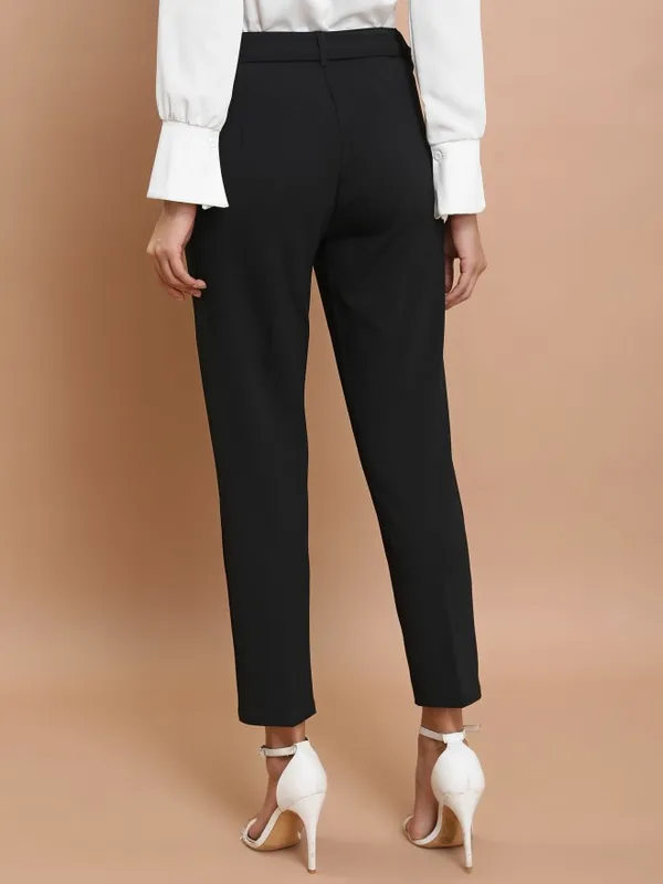  Ketch Women Black Solid Slim Fit Casual Trousers