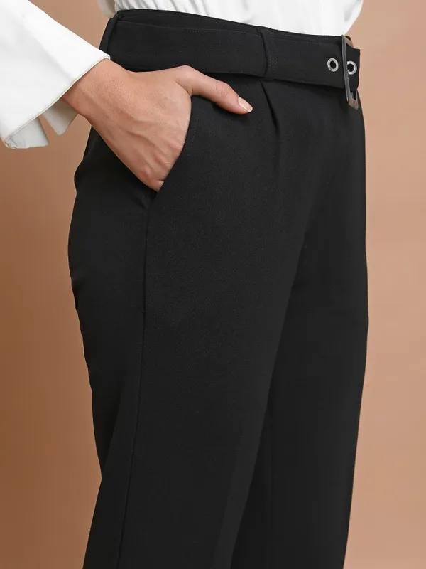  Ketch Women Black Solid Slim Fit Casual Trousers