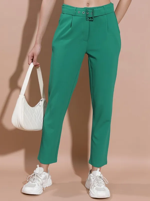 Solid Regular Fit Casual Trousers