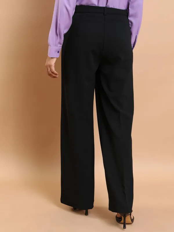 Solid Flared Casual Trouser