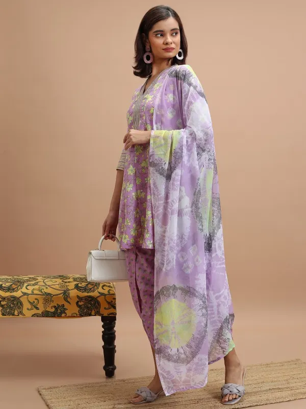  Ketch Women Mauve Printed Kurta Sets