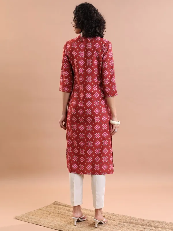  Vishudh  Women Terracotta Printed Straight Kurtas