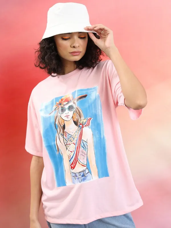  Tokyo Talkies Women Pink Printed Round Neck T-Shirts