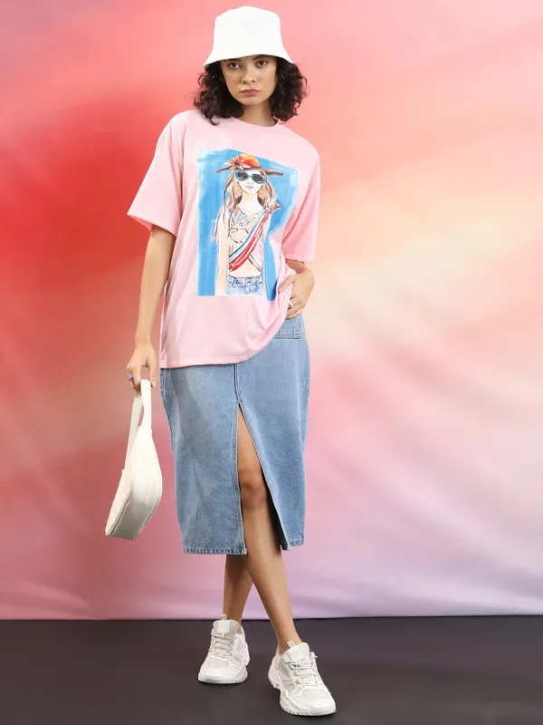  Tokyo Talkies Women Pink Printed Round Neck T-Shirts
