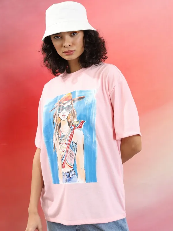  Tokyo Talkies Women Pink Printed Round Neck T-Shirts