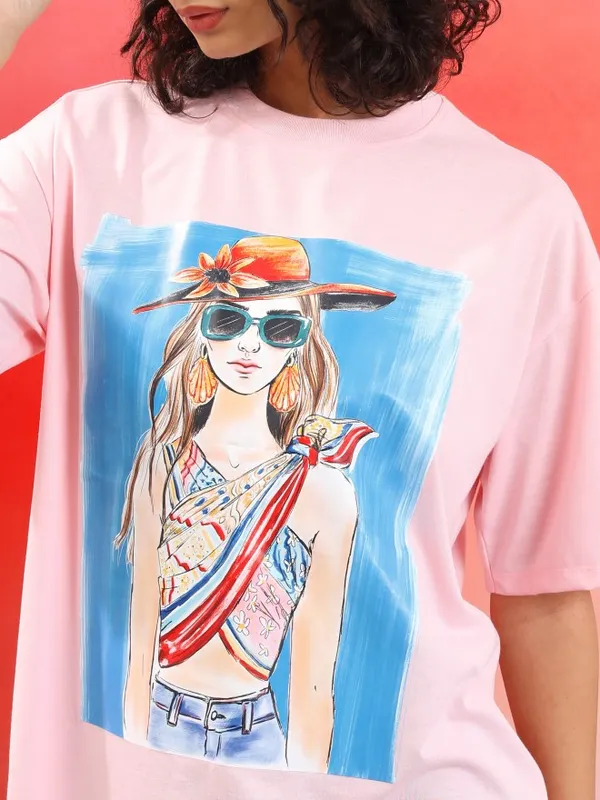  Tokyo Talkies Women Pink Printed Round Neck T-Shirts