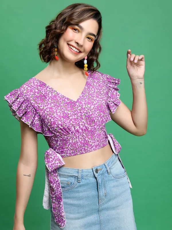  Ketch Women Pink Printed Blouson Tops