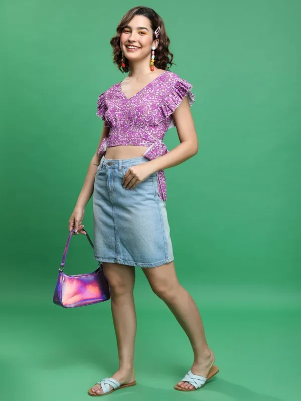  Ketch Women Pink Printed Blouson Tops