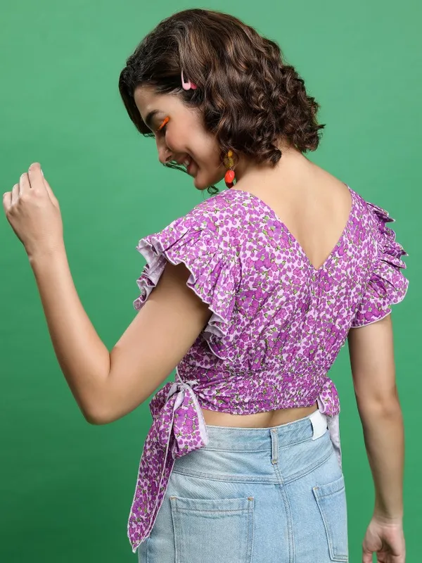  Ketch Women Pink Printed Blouson Tops