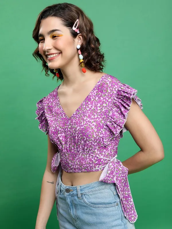  Ketch Women Pink Printed Blouson Tops