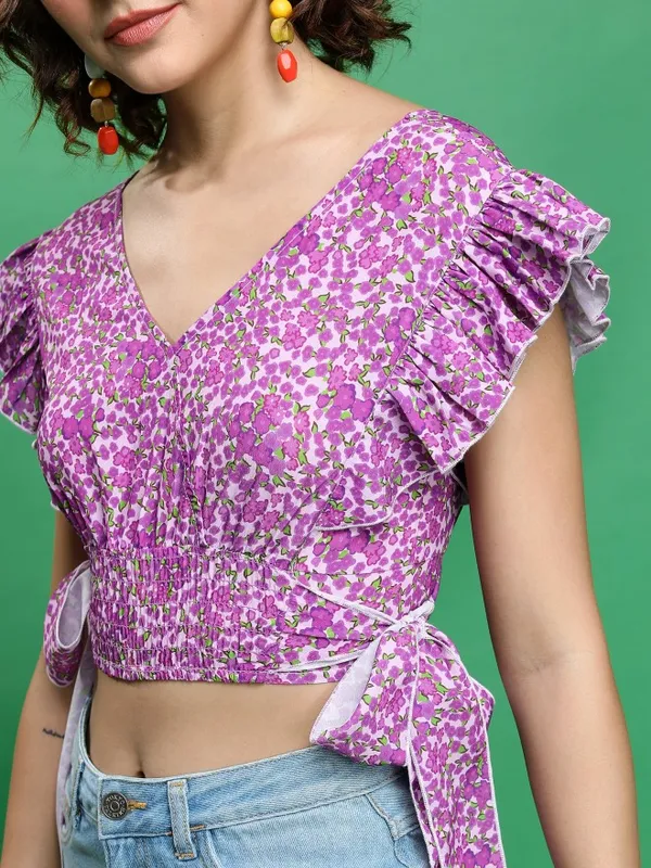  Ketch Women Pink Printed Blouson Tops