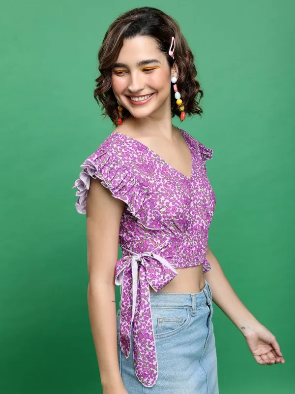  Ketch Women Pink Printed Blouson Tops
