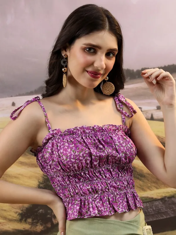  Ketch Women Pink Printed Blouson Tops